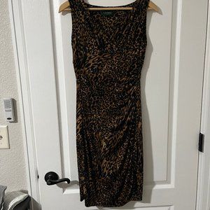 Ralph Lauren Sleeveless Tiger Print Faux Wrap Dress Size 2
